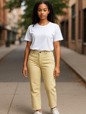 WOMAN WITHIN Yellow Stretch Bootcut Denim Jeans Ladies Plus 14WP